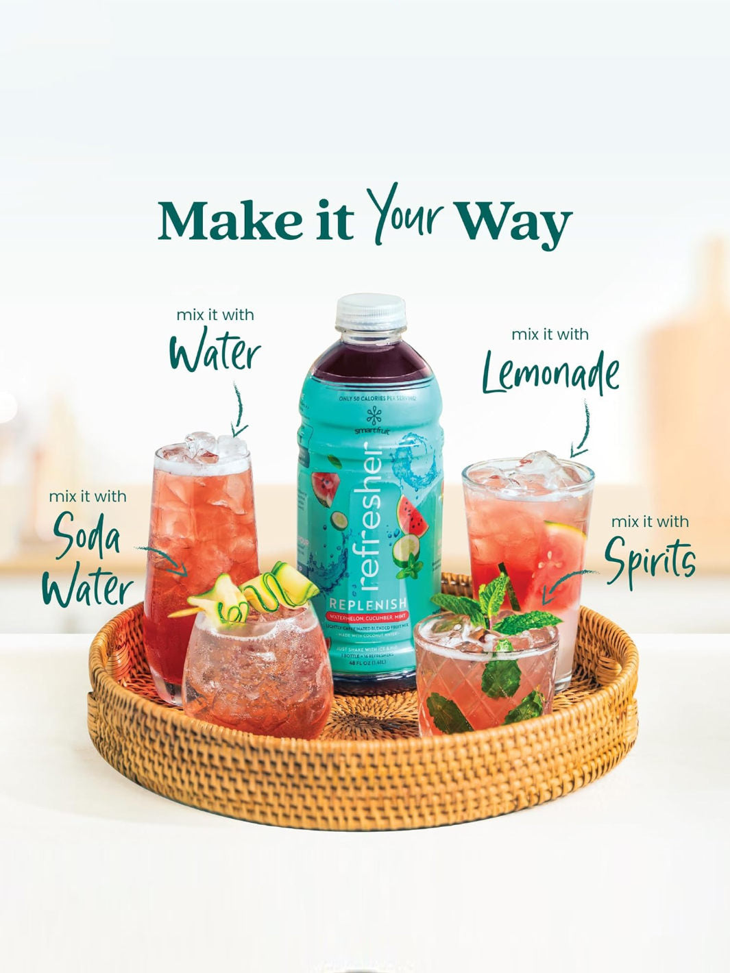 SmartFruit Replenish Refresher (1419.53ml/48oz) (Watermelon, Cucumber, Mint)