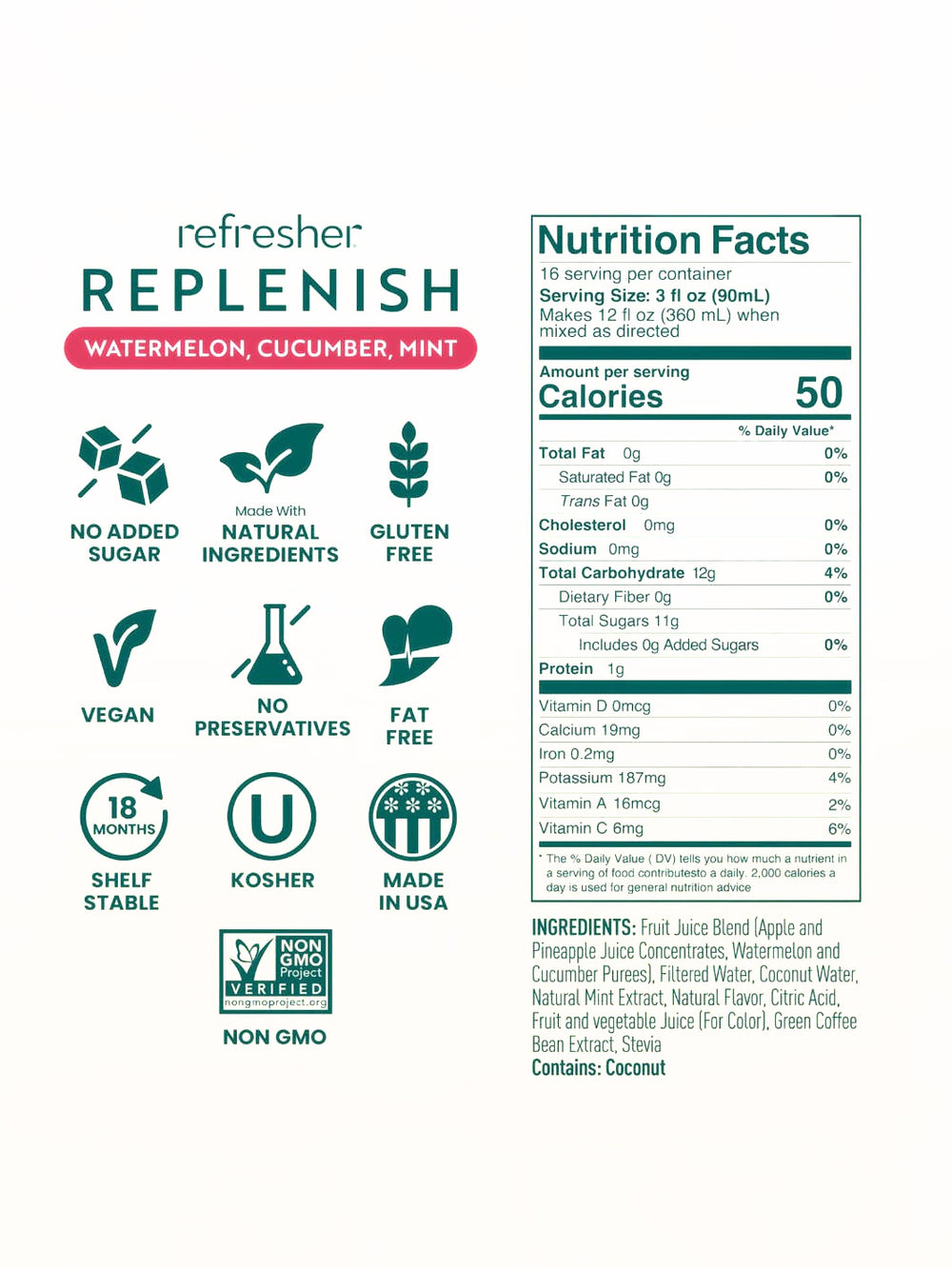 Photo of SmartFruit Replenish Refresher (1419.53ml/48oz) (Watermelon, Cucumber, Mint) ( ) [ SmartFruit ] [ Drink Concentrate ]