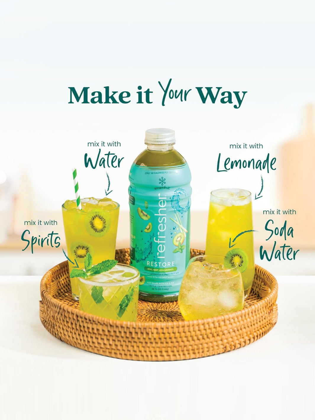 SmartFruit Restore Refresher (1419.53ml/48oz) (Kiwi, Lemongrass, Mint)