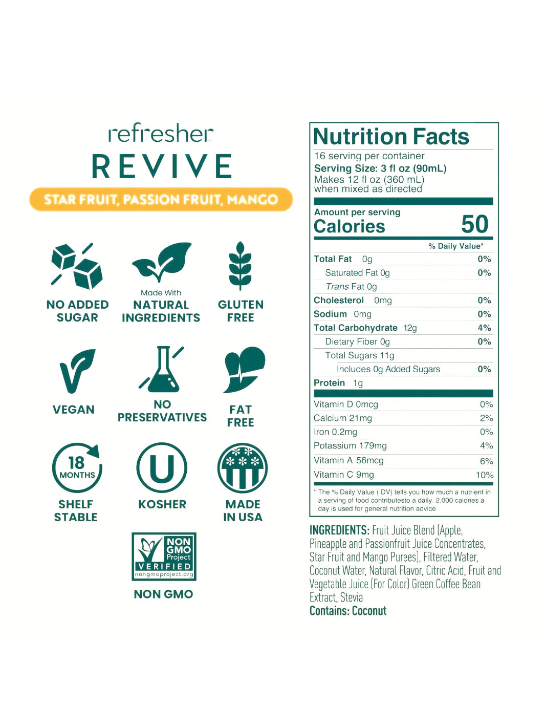 SmartFruit Revive Refresher (1419.53ml/48oz) (Star Fruit, Passion Fruit, Mango)