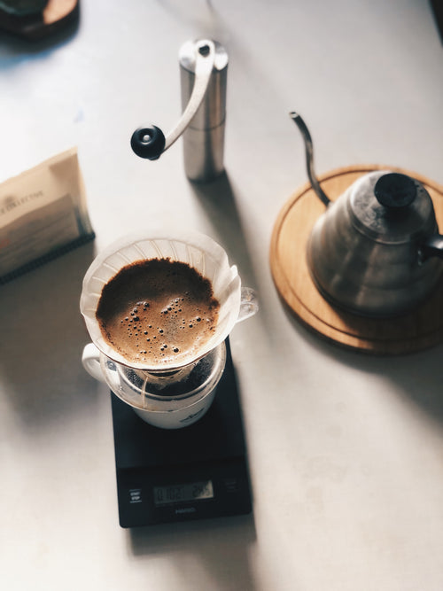 Coffee Brewing Grounds in a Pourover